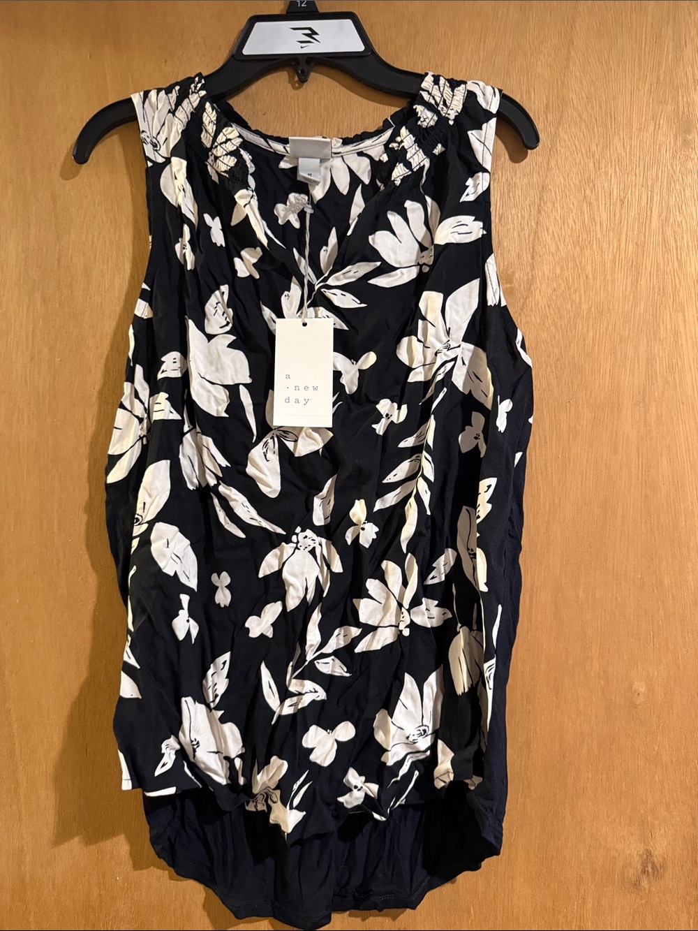 a new day Black & White Floral Sleeveless Blouse